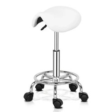 Saddle Stool Adjustable 360° Rolling Salon PU Leather Swivel Chair For Store