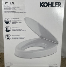 KOHLER Hyten 3" Elevated Quiet-Close Elongated Plastic Toilet Seat White 25875-0