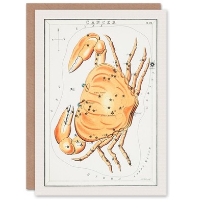 Sidney Hall Kunstkarte Vintage Krebs Sternbild Illustration
