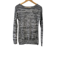 LOFT Sweater Women's XS Black White Marled Knit Pullover Long Sleeve Crew Neck