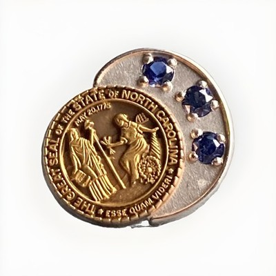 Vintage 10k Gold CTO State of North Carolina Service Recognition Pin W Gems 2.4g