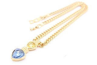 Collana Christian Dior catena tono oro set pietre sfaccettate firmata marchiata