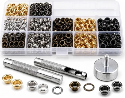 VGOODALL Ösen Werkzeug Kit, 400Pcs Ösen Set 6Mm 4 Farben Ösen Scheiben Ösenzange - Bild 1 von 4