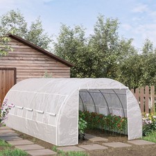 6 x 3 x 2 m Polytunnel Greenhouse Pollytunnel Tent w/ Steel Frame White