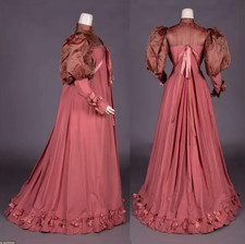 1895s Victorian Edwardian Steampunk Walking Bustle Prom Dress Colonial Civil War