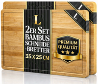 2X Schneidebrett Bambus KüChenbrett Holzbrett Hackbrett Servierplatte 35X25Cm