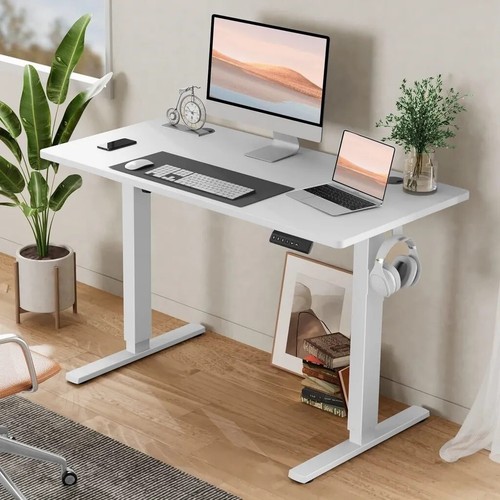 120x60cm Stabil Schreibtisch Höhenverstellbar Elektrisch Standing Desk mit Rolle - Bild 2 von 16