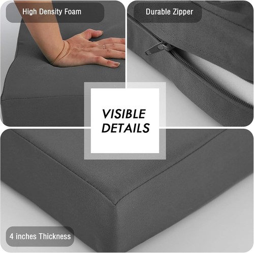 Seat Pad Chair Cushion Water-Resistant Garden Indoor Outdoor Removable Zip Cover - Picture 38 of 88