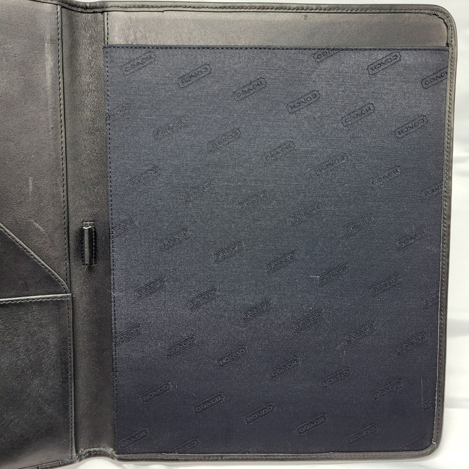 Coach Black Leather Padfolio Organizer Coach Inner Pockets Professional