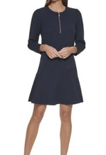 Tommy Hilfiger Womens 12 Drop Waist Mini Shift Dress Navy Blue