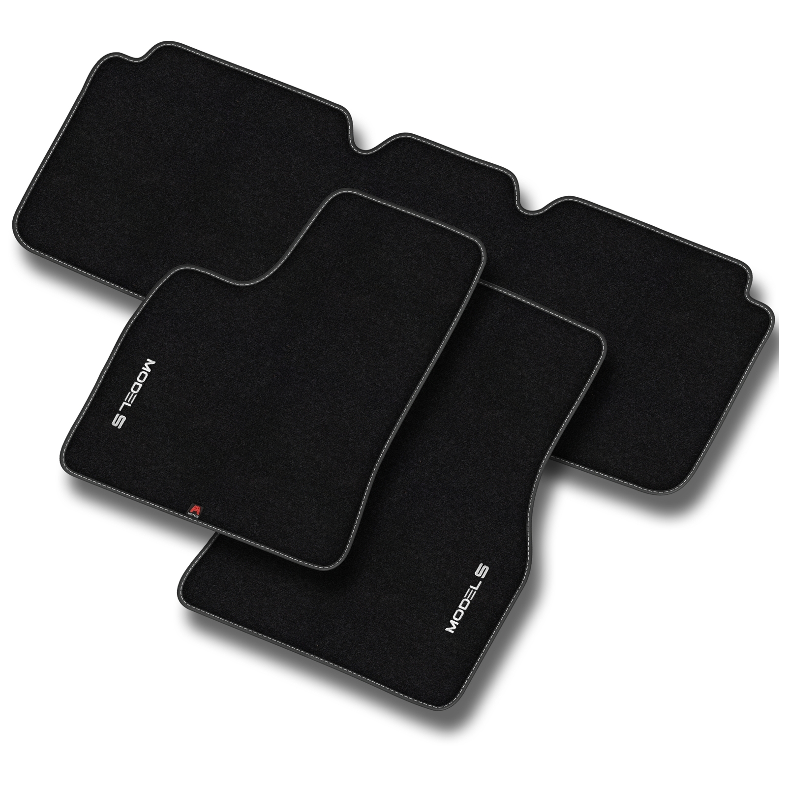 Tapis de sol en velours premium noir et blanc sur mesure pour Tesla Model S