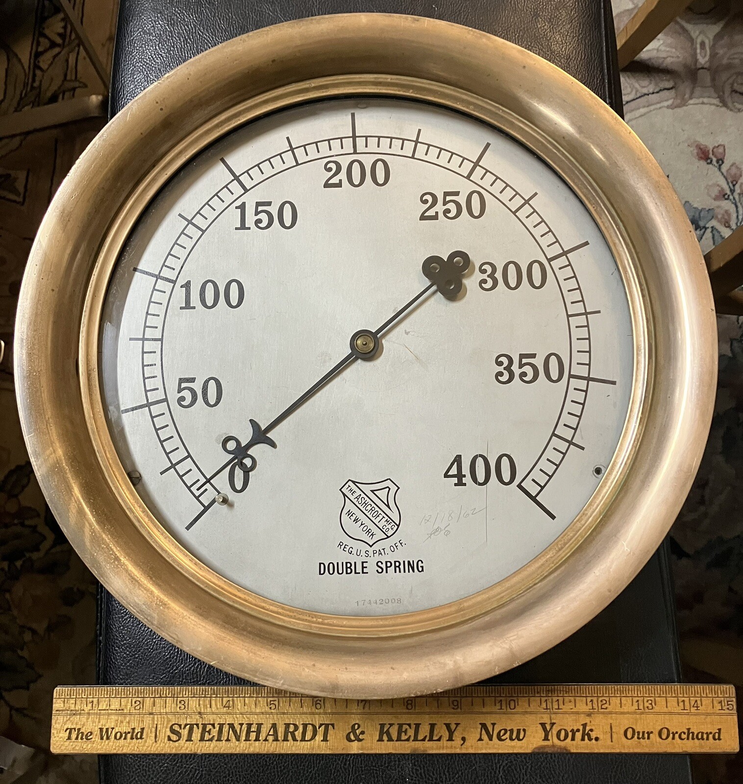 Giant Vintage Brass Ashcroft Steam Pressure Gauge eBay