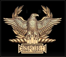 SPQR GOLDEN EAGLE Lapel Pin - 1 1/4" roman imperial badge - STRENGTH and HONOR