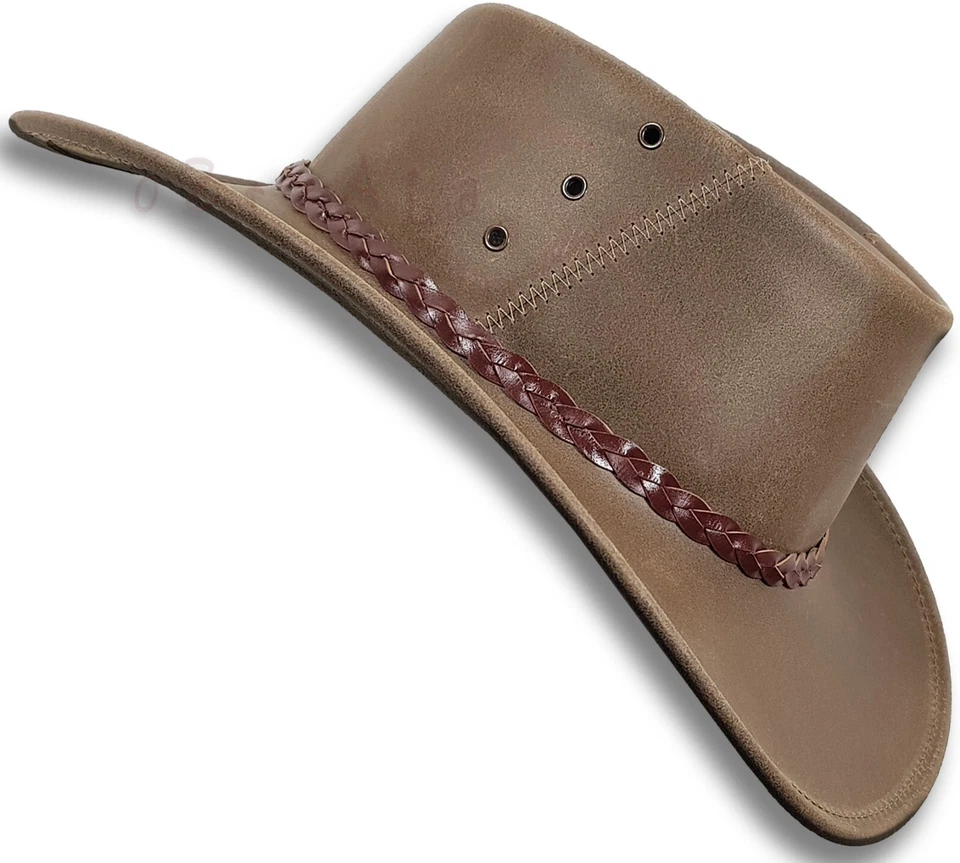 【oZtrALa】 KANGAROO Leather JACARU Hat Cowboy Outback Mens DrizaBone AUSTRALIAN ~ - image 4 of 4