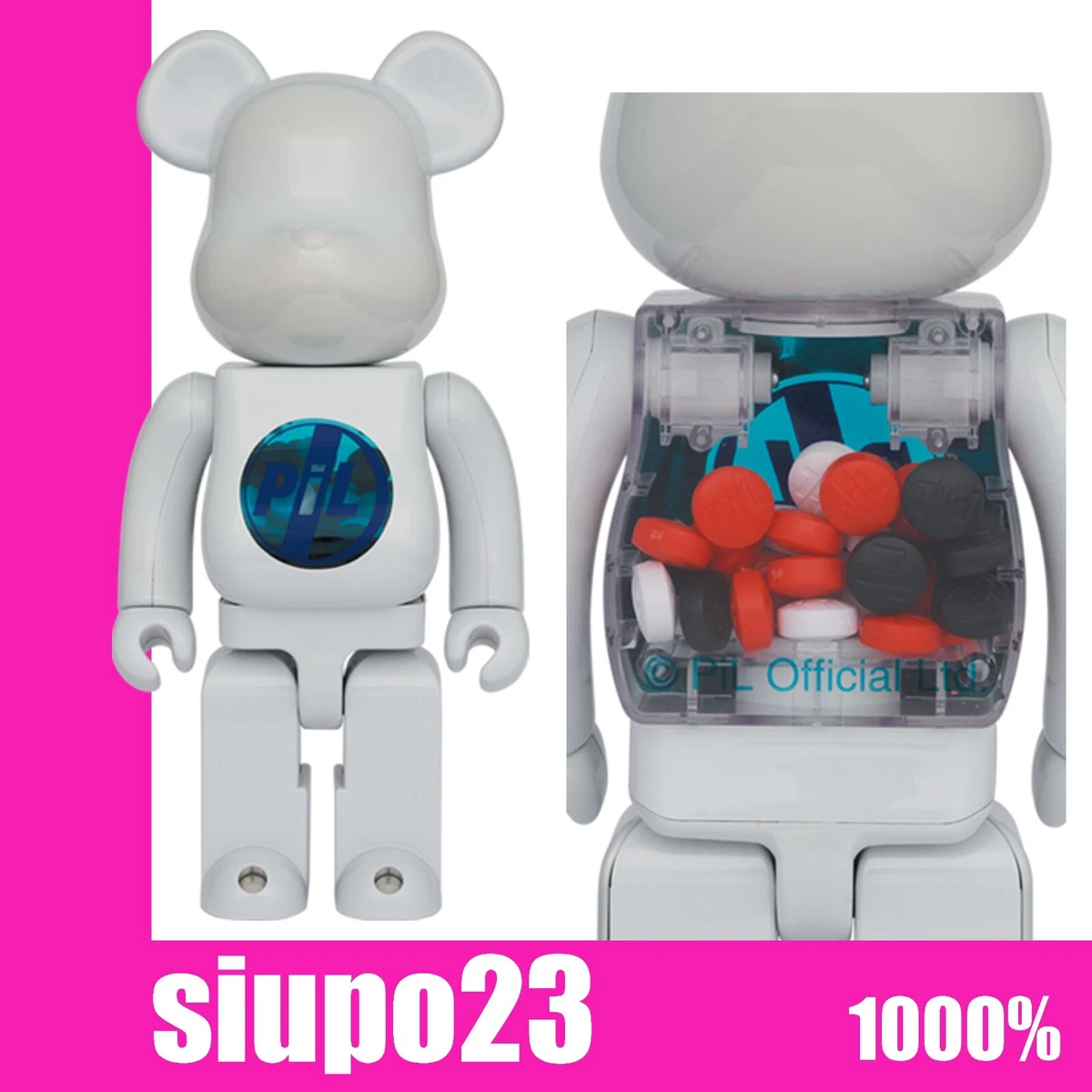 [SUMMER SALE] Medicom 1000% Bearbrick ~ PiL Be@rbrick White Chrome Version