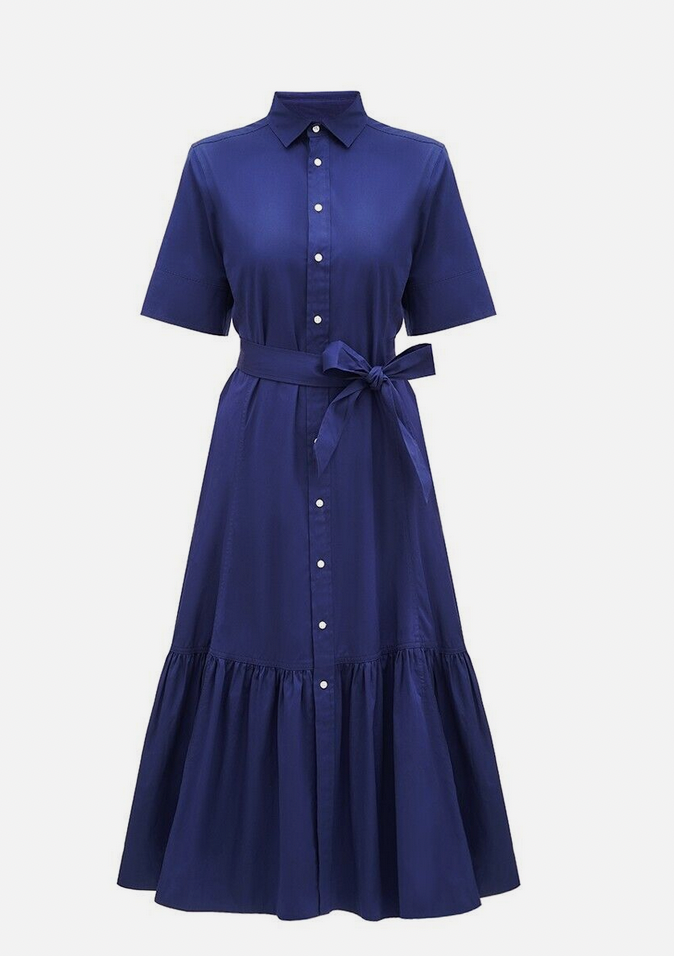 Polo Ralph Lauren Cotton Poplin Shirtdress Cobalt Blue Sapphire Sz 18