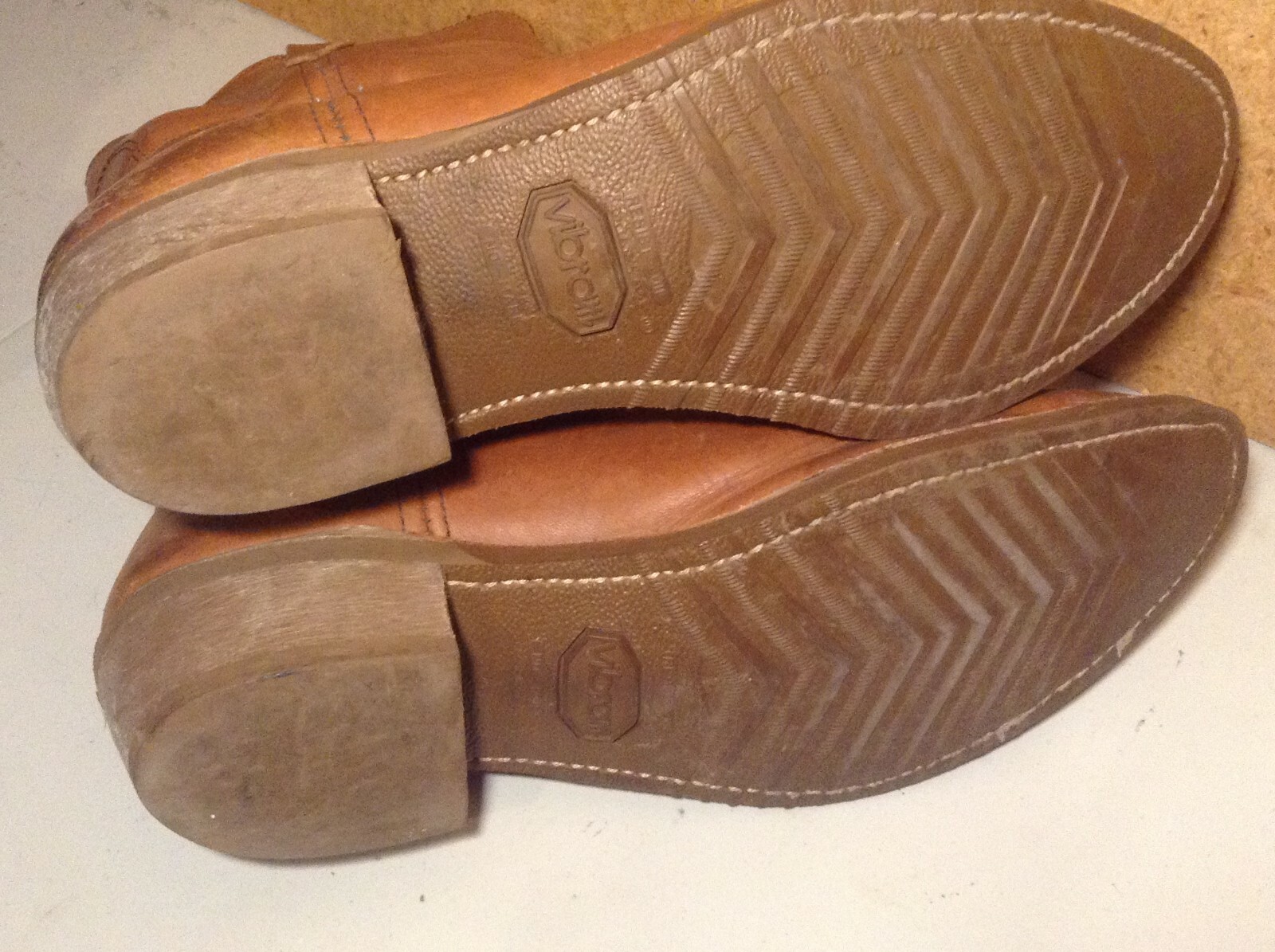 Work N Sport Brown Leather Cowboy Soft Toe vibram sole Work Boots Size