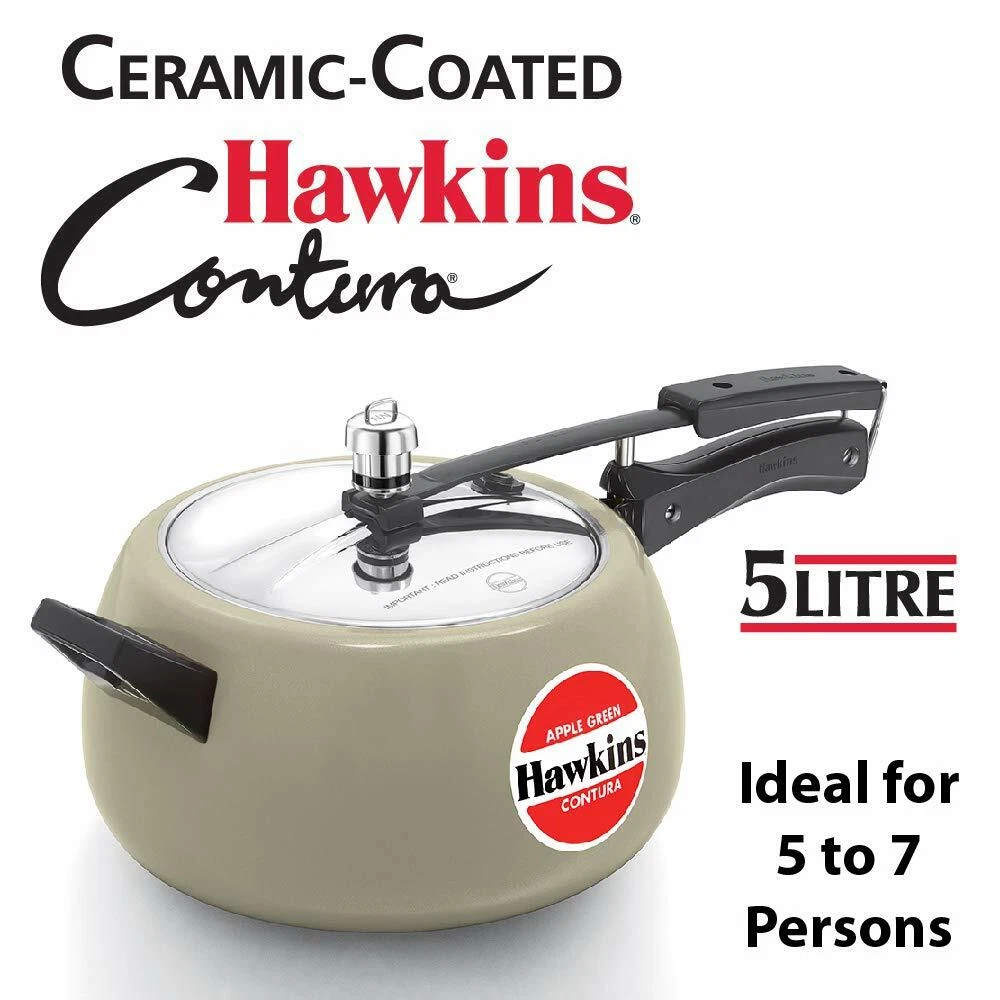 Hawkins Aluminium Pressure Cooker, 5 litres, Apple Green