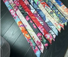 Floral Skinny Silk Twill Scarf / Head Scarves / Skinny tie / Handbag handle wrap