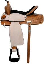 Pleasure Trail Saddle Comfy SEAT Hand Carved Premium Leather Western Horse TACK 