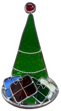 Stained Glass Christmas Tree w Gifts Ornaments Decorative Tabletop Stand 6 X 5  