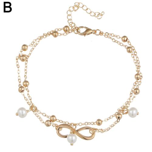 Women Pearl Ankle Bracelet Anklet Foot Chain Boho Beach Set Z3 Gift layer O8F6 - Picture 14 of 14