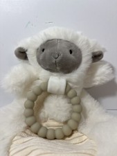 Mary Meyer Cream and Gray Lamb Lovey Teether Knotted Corners NWT