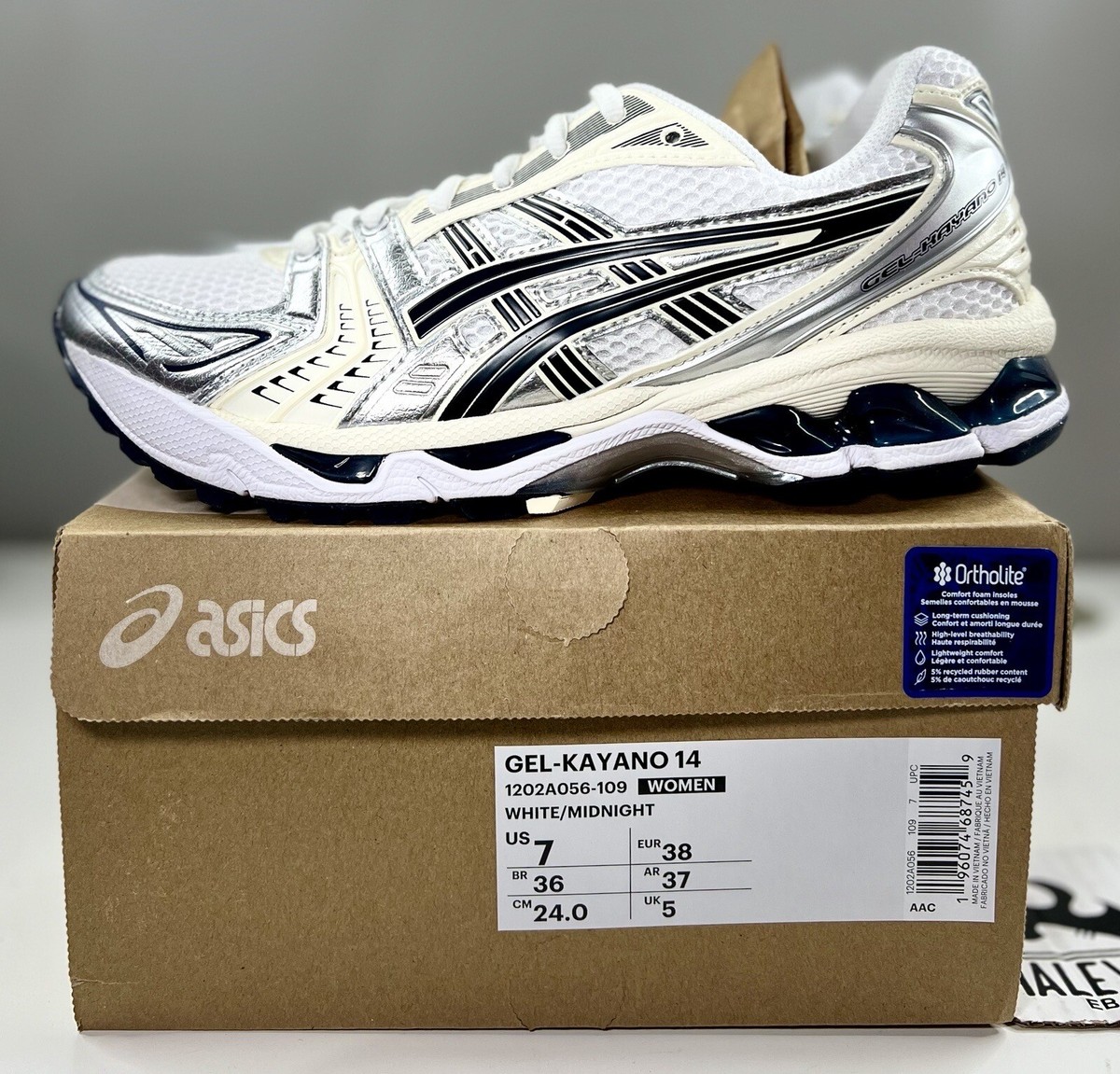 NEW ASICS GEL-Kayano 14 Low White Midnight | Women's Size 7 NEW ASICS GEL-Kayano 14 Low White Midnight | Women's Size 7