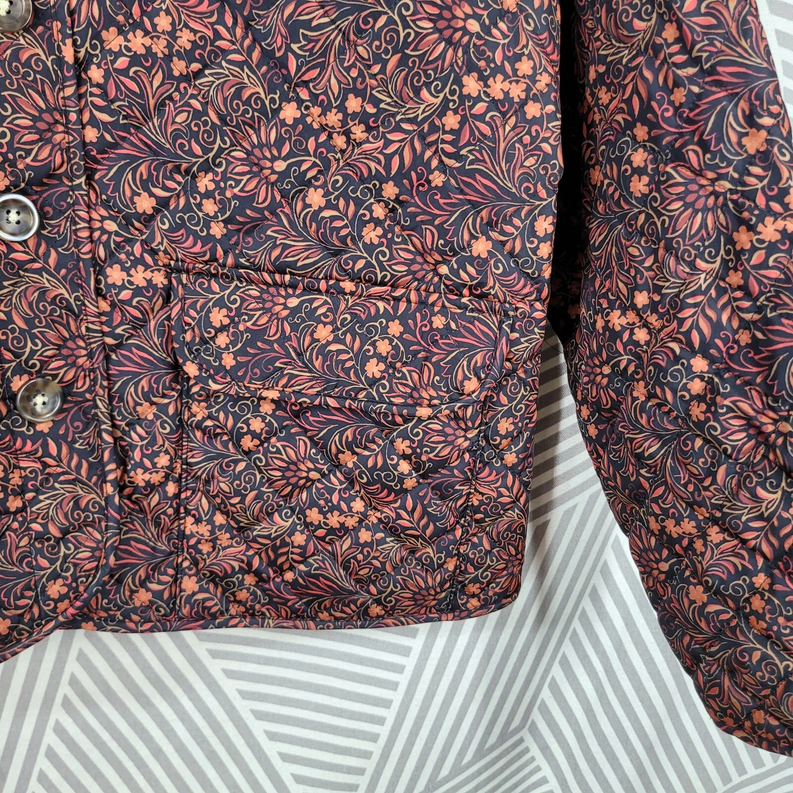 croft-barrow quilted mid-weight button up floral jacket
