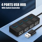 USB 2.0 HUB Multi USB Splitter 4 Ports USB Expander Power Adapter LED Indicator