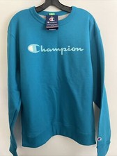 New Champion Sport Street Designer Long Sleeve Sweatshirt Size M Teal Blue