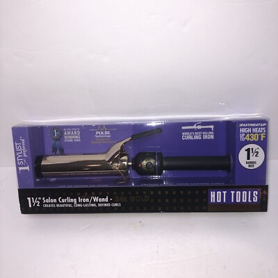 Hot Tools Professional Hair Curling Iron 1-1/2'' 1102 Spring Gold Styling Wand