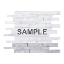Silver Aluminum Metallic Infused Crystal Glass Mosaic Tile Kitchen Backsplash