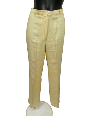 Jil Sander Damen Hose Gr 38 Gelb Leinen Modern ( S 8429 )