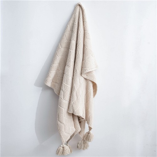 Soft Pure Color Pom Pom Throw Home Decorative Office Sofa Bed Blanket 130*160CM - Picture 37 of 53