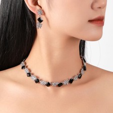 Exquisite Leaves Jewelry Sets for Women Wedding Party Earrings  Necklace Gift