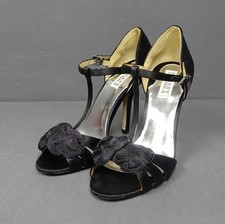 Badgley Mischka Kamille Women's Sz 7 Black Satin Formal Evening High Heel Shoe