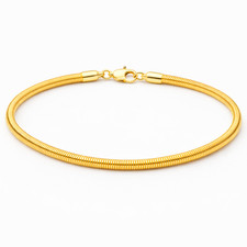 Cadena pulsera italiana de espiga de eslabones de serpiente de oro amarillo de 14K de 1/200 para hombre y mujer