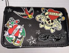 Ed Hardy Micro Organizer Crossbody Bag Love Kills Slowly Skulls Heart Tiger