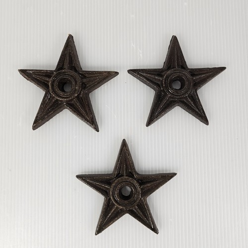 3 Large Cast Iron TX Texas Stars Western Rustic Decor DIY Crafts, 4 Inch