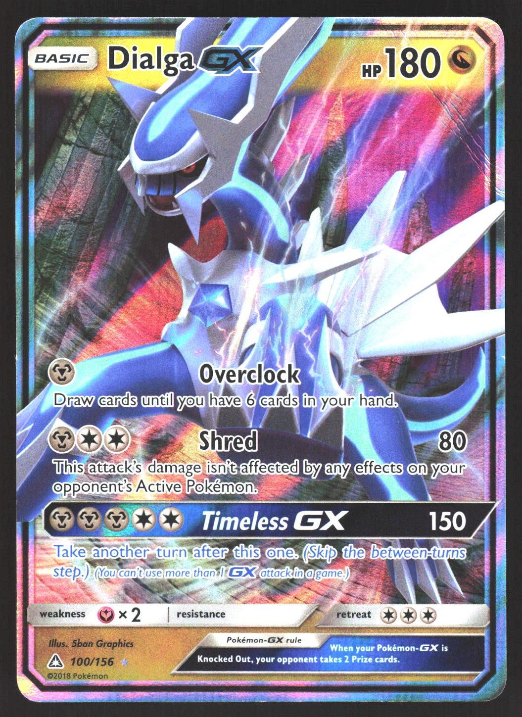 Dialga GX 100/156 Holo GX Rare Ultra Prism Pokemon Damaged