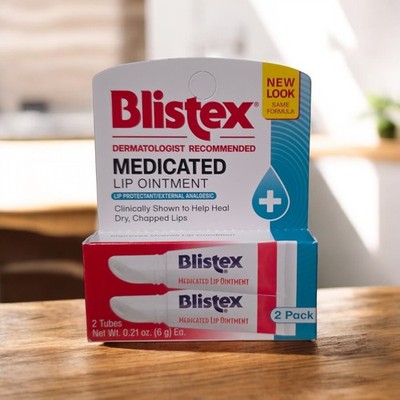 2 PACK Blistex Medicated Lip Ointment 2 Tube Value Pack Penetrating Moisture