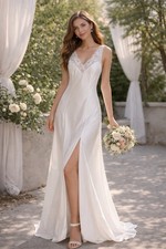 Victoria's Secret Bridal Satin Lace Embroidered Maxi Gown L Slip Dress VTG 1990s