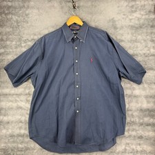 Ralph Lauren BLAKE Navy Blue Red Pony Short Sleeve Button Down Men s XL