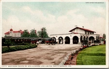 Postcard Santa Barbara California Limited Southern Pacific Ry Sta And Shore Line