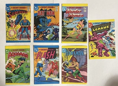 1980 DC THE SECRET ORIGIN OF JLA #1 s VF/NM MINI COMIC BOOK LEAF CANDY Set Of 7