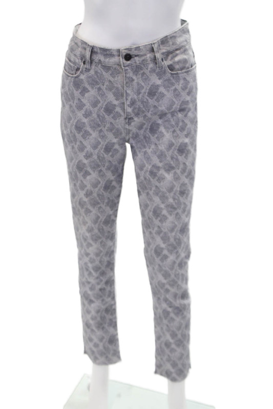 Paige Womens Cotton Zip Button Animal Printed Skinny Leg Pants Gray Size EUR 27