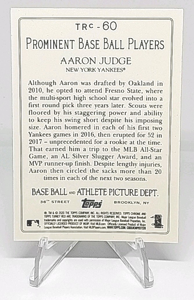 Aaron Judge Insert 2020 Topps Turkey Red 2020 Chrome  #TRC-60 Yankees ⚾