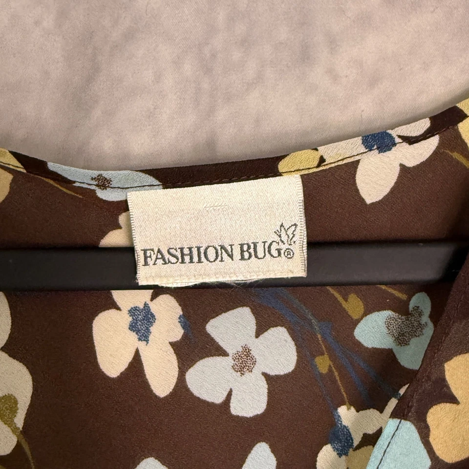 Top babydoll vintage Y2K para mujer talla 2X marrón azul floral hada cottagecore Foto 4 de 4