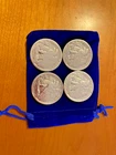 Walking Liberty Silver Half Dollar US Coins - Lot of 4 w/drawstring bag